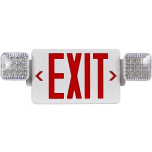 CM MZY Red Exit Sign With Emergency Light, Two Adjustable Square Head, Battery Backup, US Standards, UL Certified, Combo for Business, AC 120/277V, 1 Pack