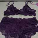Avidlove Lingerie Set for Women Lace Hight Waisted Bra and Panty Set 2 Piece Sexy Sheer Outfits, Large, Purple