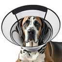 REOMORE Dog Cone Collar for Large Dogs After Surgery, Mesh Windows PVC Transparent Dog Cone E Collar for Dog, Anti-Bite Lick Wound Healing Neuter Safety Practical Comfy Plastic Cone XL