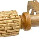 Adjustable 36-72 Inch Long Faux Wood Curtain Rods for Windows 24-68 Inch, 1 Inch Diameter Single Rod Heavy Duty Boho Decorative Window Drapery Rod with Bamboo/Rattan-style Finials for Farmhouse