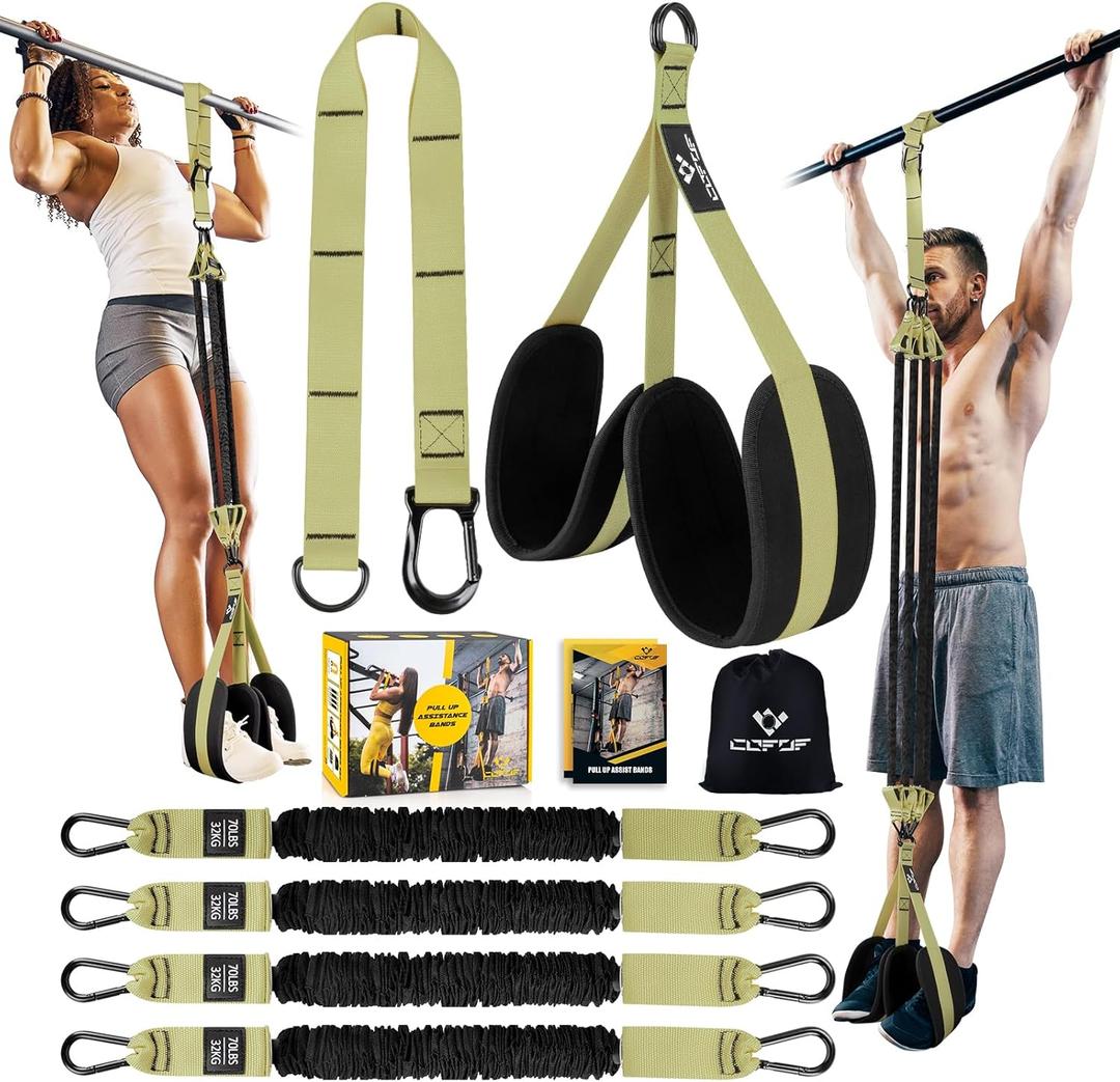 Pull Up Assistance Bands, 4 Adjustable Heavy Duty Resistance Bands for Pull Up Bar, Pull Up Assist Bands with Fabric Feet/Knee Rest for Home Gym Fitness Exercise Strength Training(70-280lbs)