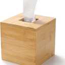 Tissue Box Cover, Square Tissue Box Holder, Bamboo Facial Paper Holder for Bathroom, Bedroom, Dinner Table, Office (1 Pack, 5.7 x 5.7 x 5.7 inch)