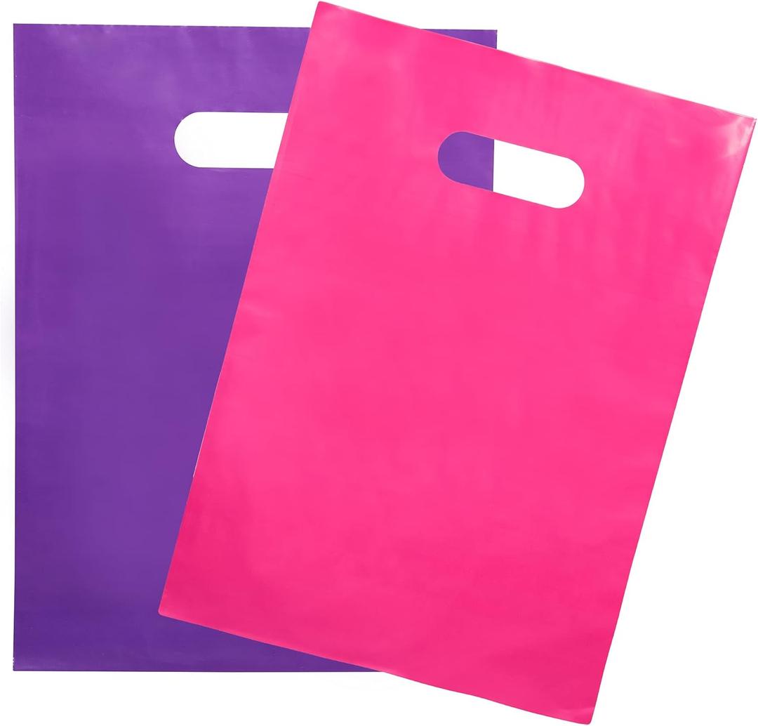 Merchandise Bags 200 Pink & Purple Color 9"x12" Bags 1.5Mil Thick Glossy With Handles