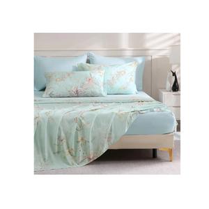 LONAVA Flower Queen Size 6 Pcs Sheet Set, Breathable Microfiber Deep Pocket Light Blue Fitted Sheets, Comfy & Breathable Patterned Flat Sheets,4 Gentle Soft Pillowcases, Mint Flower