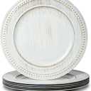 13" Vintage Charger Plates, Beaded Chargers for Dinner Plates Set of 6, Charger Plates Bulk Wedding, White