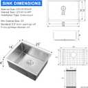 25"x18" Undermount Single Bowl Kitchen Sink T-304 Stainless Steel, D25" x W18" x H9"