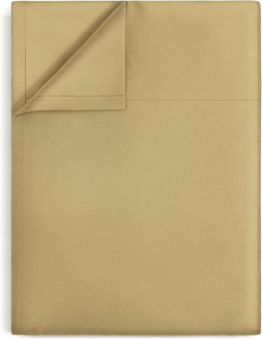 Lirex Full Size Flat Sheet OnlyUltra Soft & Breathable Brushed 1800 MicrofiberHotel Quality Khaki Flat Sheet Sold SeparatelyTop Sheet for Bed (Khaki, Full)