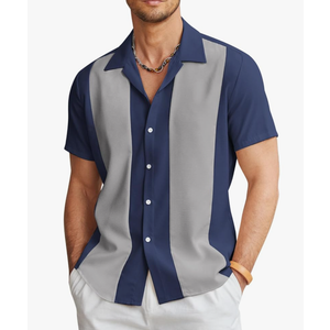COOFANDY Men's Vintage Bowling Shirt Short Sleeve Button Down Summer Cuba Beach Shirts, L