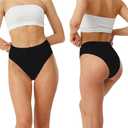 Womens High Rised Cotton Underwear Soft Breathable Panties Deep Length Briefs Underpant Multipack (Black,White, XS)