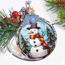 Snowman Christmas Ornament, Jocidea Stained Glass Ornaments for Christmas Tree, Christmas Tree Decorations, Snowman Lovers Gifts, Holiday Decor and Xmas Gifts Ideas