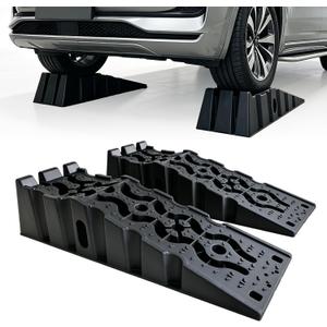 HOXWELL 8" Oil Change Ramp, Plastic Car Ramps with Anti-Slip Tread and Rubber Feet, Heavy Duty with 20000LBS GVW, Heavy Duty Car Ramps, Ramp for Chassis Repair and Cleaning, 2 Sets