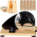 Manual Bread Slicer for Homemade Bread with 25pcs Paper Bread Bags | Hand Crank Sourdough Bread Slicer with Stainless Steel Blade, Adjustable Thickness, Suction Cup and Guide Rail, Black