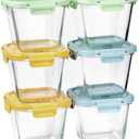 Glass Soup Containers with Lids 32 oz, 4 Cup Glass Storage Containers, Tall Borosilicate Glass Food Storage Containers for Lunch, Ice Cream, Travel and Deli, Soup Freezer Safe Containers with Lids 8 Pieces