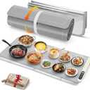 FYY Extra Large Warming Mat for Food with Heat Resistant Pad, Prevent Countertop Cracks, Keep Meal Warm, Rapid and Full Surface Heating, 6 Temp Settings, 6H Timer, Rollable Portable Food Warmer, Grey (Gray)