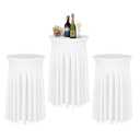 BDDC Cocktail Table Covers - 2 Pack 32"x 43" White Cocktail Table Tablecloth with Natural Wavy Round Skirt for Bar Wedding Party Banquet
