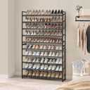 Nunsino Shoe Rack, Long Shoe Organizer, Max Holds 62 Pairs,10 Tier Metal Shoe Storage Shelf,5-Tier Stackable Shoes Organizer for Garage, Entryway, Black