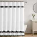 Seasonwood Black and White Shower Curtain 78-Inch Striped Shower Curtain for Bathroom Sets with Tassels Farmhouse Extra Long Shower Curtains Fabric 72"x78"