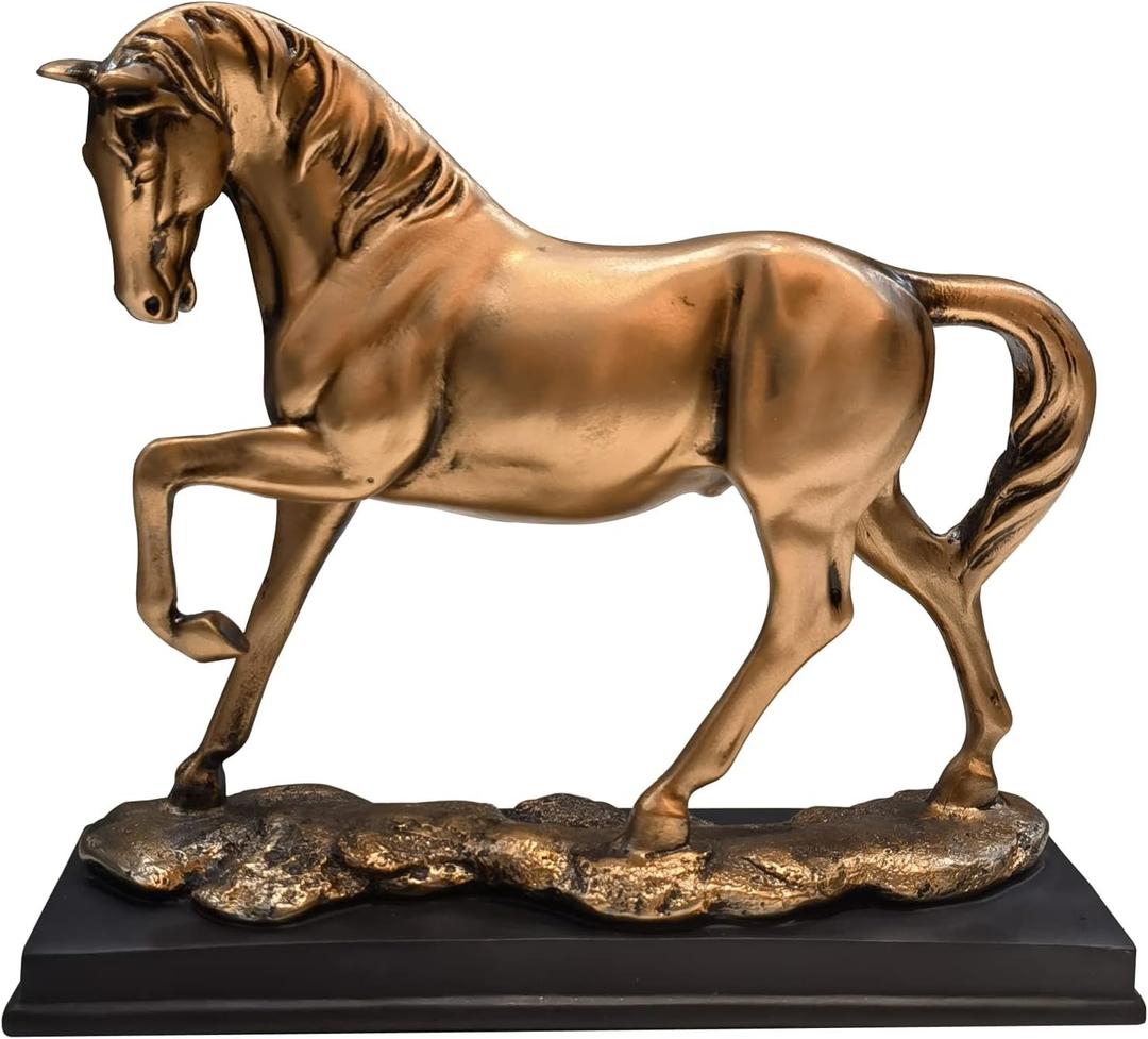 Horse Resin Statue - Horse Art Figurine - Decorative Home & Office Decor Ornaments for Desk, Bookshelf, Wine Cabinet to Attract Luck and Wealth (Q3)