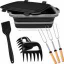 Collapsible BBQ Prep Tub with Cutting Board, 16L Meat Prep Bin, 20"L x 14"W