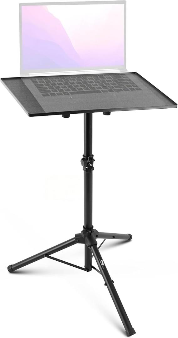 PYLE-PRO DJ Laptop, Projector Stand- Computer DJ Equipment Studio Stand Mount Holder, Height Adjustable, 27.55 to 47.24, Good For Stage or Studio -PLPTS3