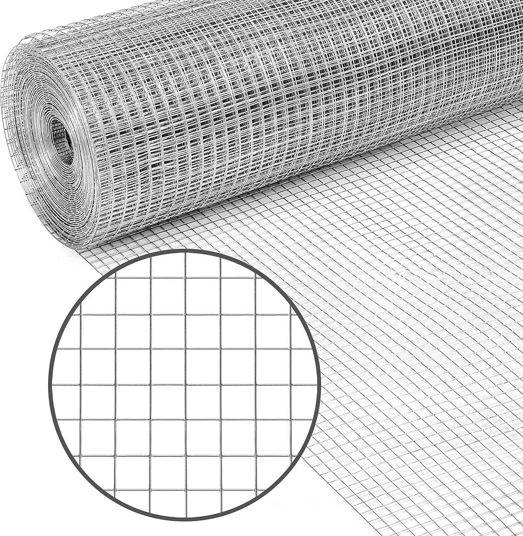 PS Direct Hardware Cloth - 24 Inch x 25 Foot Multipurpose Galvanized Mesh  1/4 Inch Square Openings, Great for Chicken Coop, Gutter Guard Craft Projects and Garden Use, 23 Gauge, 1 Roll