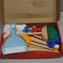 Kids Cleaning Set, 8 Pcs Wooden Housekeeping Play Set Includes Broom Mop Duster Dustpan Brushes Rag and Organizing Stand, Cleaning Toys Gift for Toddlers Girls Boys Age 3-6, Solid Beech Wood