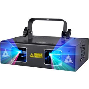 DJ Lights Party Lights, Gruolin RGB Full Color Laser Stage Light Music Sound Activated & DMX Control Patterns Projector, Perfect for Party Disco Bar Club Stage & DJ Lighting (Remote Version)