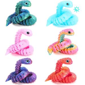 6PCS 3D Printed Snake Toys, 3D Printed Animals Fidget Toys for Easter Eggs Filled, Easter Basket Stuffers for Teens, Easter Gifts for Kids, Easter Basket Filler, Easter Egg Fillers for Boys Girls
