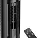 Grelife 13'' Tower Fan for Bedroom, 26dB Quiet Floor Fan with Remote, 3 Mode, 1-8H Timer, 90 Oscillating Fans for Indoors with 27ft/s Velocity, Portable Desk Table Fan for Room, Home, Office,Black