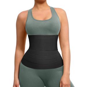 FeelinGirl Waist Trainer for Women Snatch Bandage Tummy Wrap Plus Size Workout Waist Trimmer for Gym Sport (Medium(23.5-47.5inch waist), A1-black)