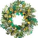 idyllic 22 Inch St. Patrick's Day Wreath Artificial Shamrock Eucalyptus Decor for Front Door Living Room Mantel Wall Window Porch Indoor Outdoor Holiday Home Decor