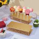 2PC Cake Pop Holder 17 Holes Lollipop Holder Stand Gold Metal Cakepop Stand Display Cake Pop Stand for Dessert Table Weddings Birthday Halloween Candy Decorative