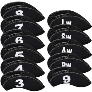 BIG TEETH Golf Iron Head Covers 11Pcs Neoprene Golf Club Protector Flexible with Window and Number Tag Multi Color