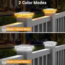 btfarm 2 Pack Solar Post Cap Lights Outdoor, 2 Mode 16 LED Fence Post Light Fit 4x4 3.5x3.5 Wooden/Vinyl, Waterproof Bright Solar Powered Lights Outside for Deck Patio Porch Garden Decoration, White