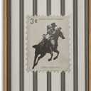 ZZLWBKGL Vintage Western Framed Wall Art Farmhouse Striped Cowboy Canvas Wall Art Retro Country West Stamp Pictures Decor Mid Century Bucking Bronco Rodeo Art Prints for Living Room Bedroom