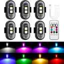 PIFOOG 6PCS Wireless LED Strobe Lights with Remote Control Anti Collision Light RGB Magnetic Rechargeable Motorcycle Light for Cars Trucks Bike Scooter Night Driving Warning Flashing Strobes Lights