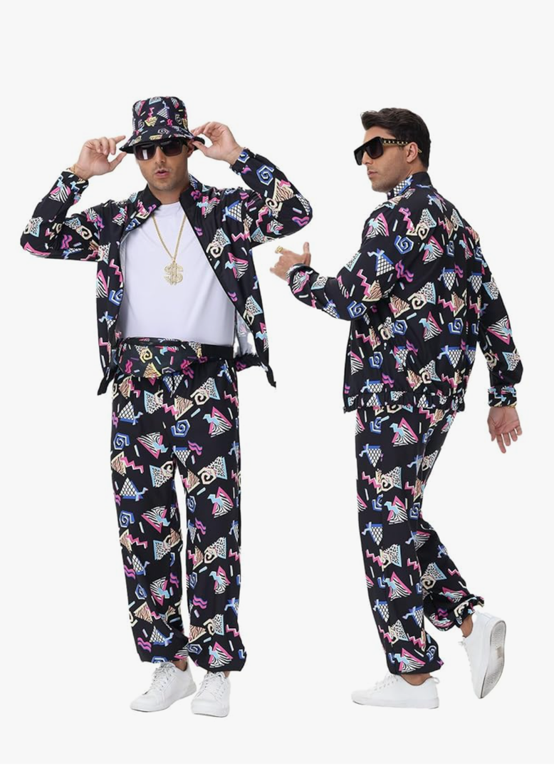 80s 90s Outfit Sets for Men, Retro Tracksuit Streetwear, Mens 80s Sportswear 4Pcs M