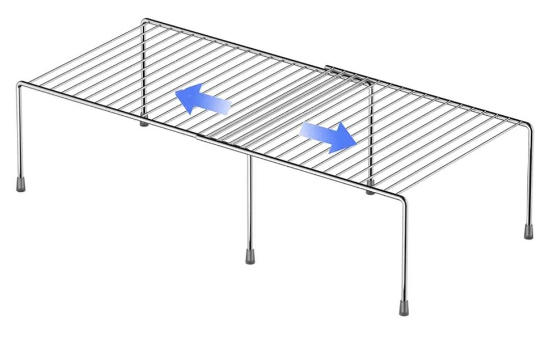 Redrubbit Expandable Metal Rustproof Kitchen Counter & Cabinet Shelf, Chrome, 1 Shelf, Modern Style, Kitchen Storage & Organization Product Accessories