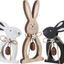 Capoda 3 Pack Easter Wooden Bunny Table Decorations Farmhouse Easter Tiered Tray Decor Bunny Signs Tabletop with Egg Rustic Table Centerpiece Rabbit Decor for Home Office Party Gifts