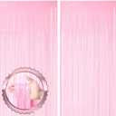 Voircoloria 2 Pack Pastel Pink Tinsel Foil Fringe Curtains, Pink Party Decorations, Metallic Tinsel Party Streamers Backdrop for Birthday Baby Shower, Graduation Wedding Gender Reveal Party Decorations