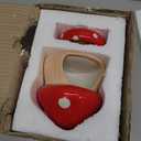 BNOSDM Ceramic Hamster Hideout and Food Bowl Set Cute Mushroom Shape Hamster House and Habitat Cool Hamsters Hide Suitable for Syrian, Mice, Dwarf Hamsters, Gerbils (Red)