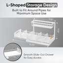 Under Sink Organizer 2-Pack, Metal Under Sink Organizer for Kitchen & Bathroom, Multi-Use Under Sink Storage Rack for Cleaning Supplies and Bathroom Essentials (White)