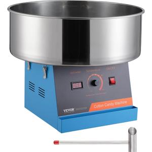VEVOR Cotton Candy Machine Commercial, 1000W Electric Floss Maker with Stainless Steel Bowl, Sugar Scoop, Storage Drawer, Perfect for Home, Carnival, Kids Birthday, Family Party, Blue