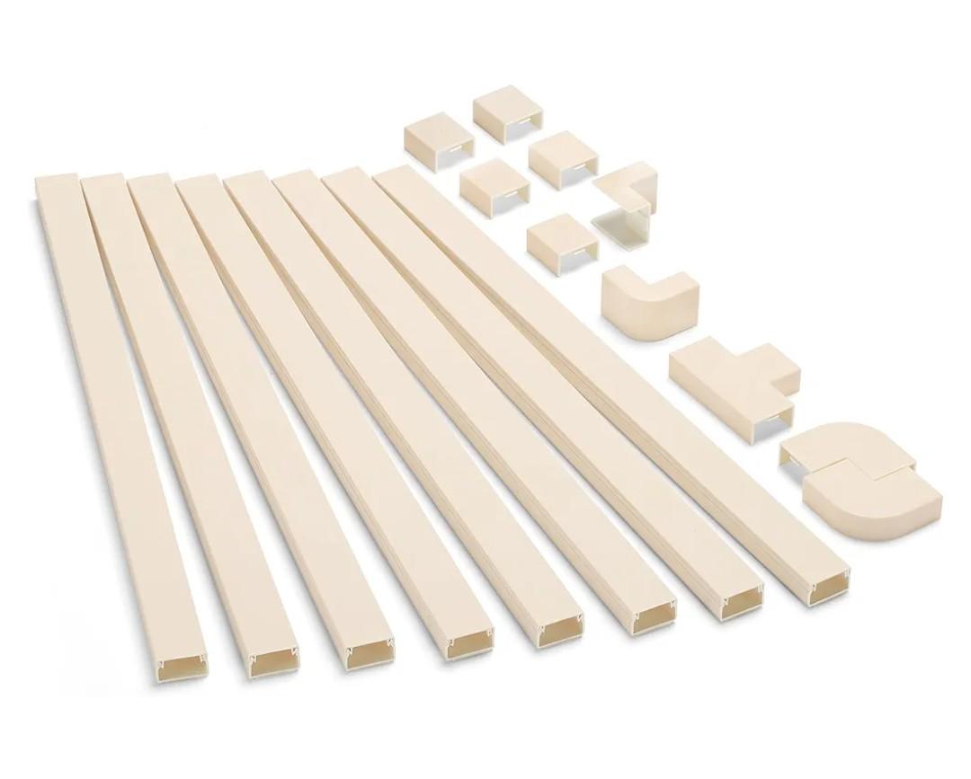 126in Cord Hider Kit, Wire Hiders for TV on Wall, Paintable Cable Management Kit, Wire Cover for Wall Mount TV, Hide Wires Along Wall, Beige Cord Cover Wall Wire Management, 8xL15.7in W0.95in H0.55in