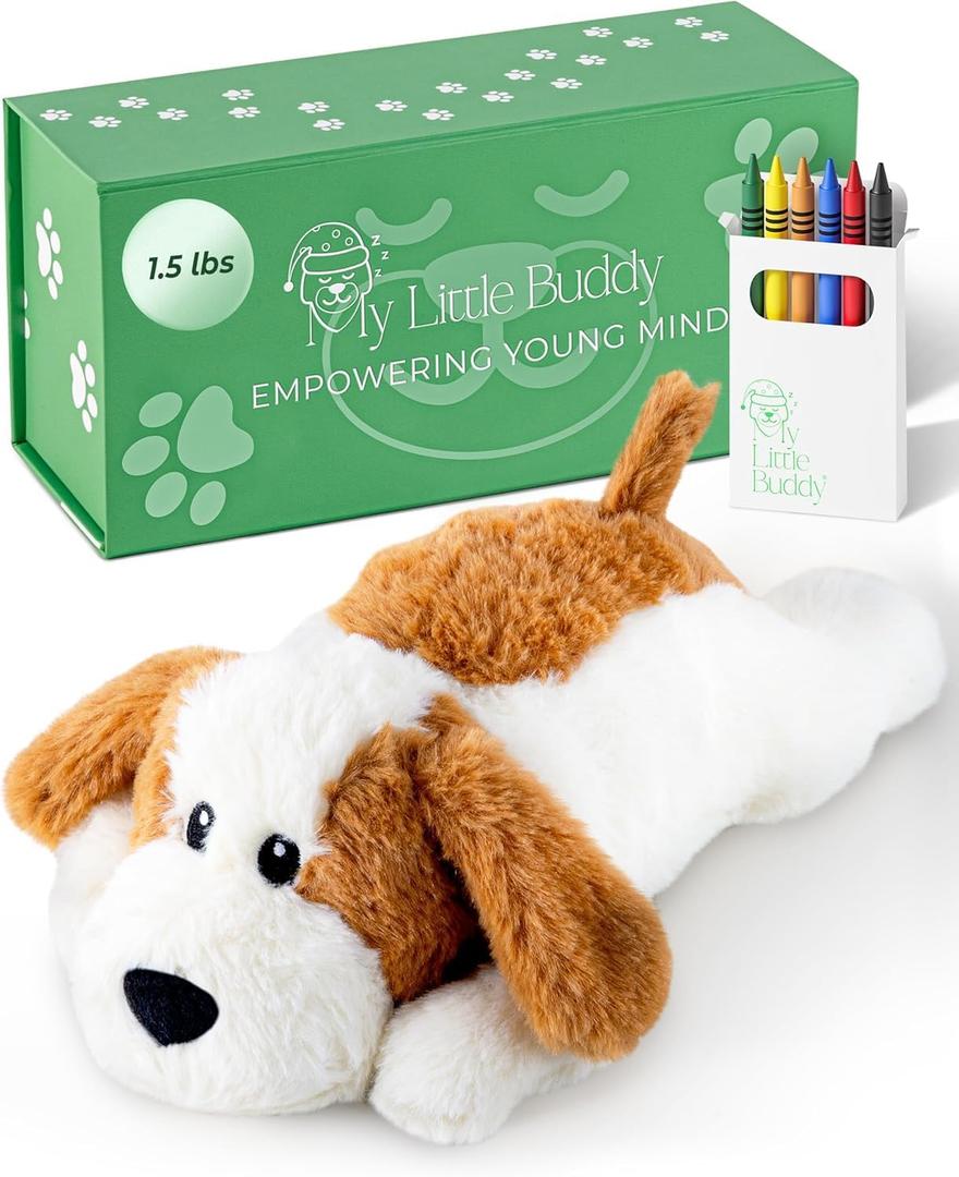 2 x Heatable Weighted Plush Puppy Dog  Cozy Comfort & Security, Soothing Stuffed Animal for Kids & Toddlers, Compact 1.5 lbs  Perfect for Cuddles!