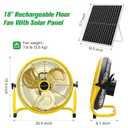 blessny 18" Large Solar Rechargeable Floor Fan for Home Gazebo Greenhouse | 35W Solar Panel with 23 Ft Long Cord for Camping Barn Poultry Pet House Outdoor Cooling or Air Circulation