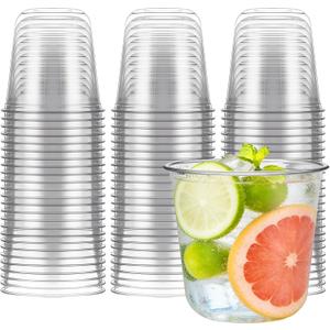 Ziliny 50 Pcs 10oz Disposable Stemless Glasses Crystal Plastic Glasses Clear Classic Pet Cup for Meeting Weddings Birthdays Cocktail Christmas Party Supplies(Clear)