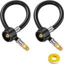 15 inch RV Propane Tank Hose Replacement,QCCI to 1/4'' Inverted Male Flare Propane Pigtail for RV Propane Regulator 2 Tank Hoses, RV Propane Hoses, Gas Dual Propane Tank Connection Kit (Black)