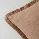 MIULEE Decorative Throw Pillow Covers Neutral Linen Fringe Throw Pillows Set of 2 Brown Boho Farmhouse Cushion Covers with Tassels for Couch Sofa Bed Living Room Spring Home Decor 18x18 Inch