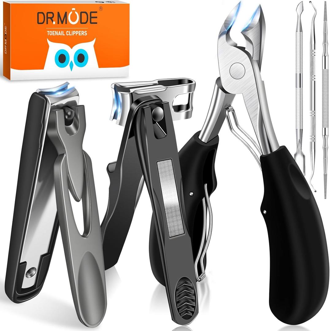 Toenail Clippers for Seniors Thick Toenails, DRMODE Heavy Duty Toe Nail Clippers for Men Thick Ingrown Nails with Wide Opening, Large 360 Degree Rotary Anti-Splash Finger Nail Clippers Adult w Catcher